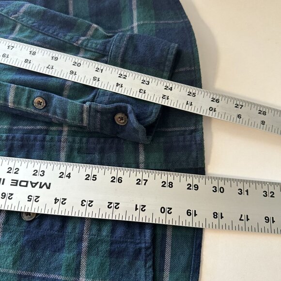Mens Jachs Heritage Flannel Shirt Long Sleeve Green Plaid Button Up Medium - Picture 7 of 7